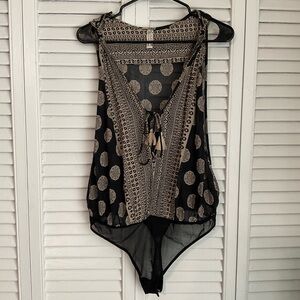 Free People Intimately Soul Of The Sun Bodysuit Black and Beige Size M, Good